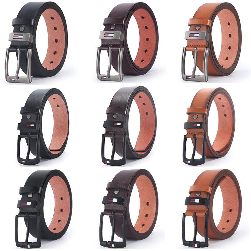Belt Men'S Oil Drop Pin Buckle Microfiber Belt Business Belt Stall