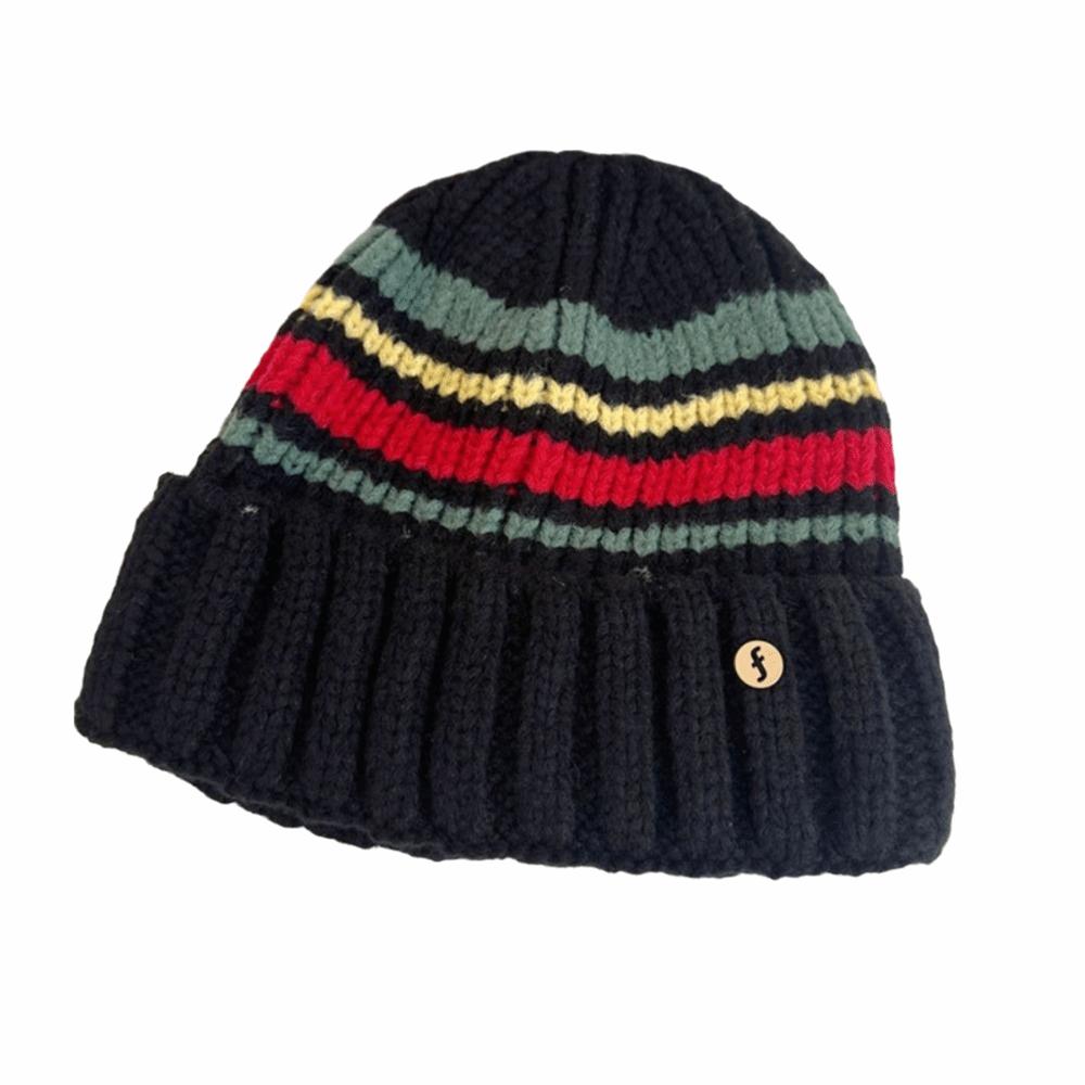 Trendy Casual Wool Hat Vintage Winter Pullover Hat Fashion Striped Knitted Hat  Outdoor