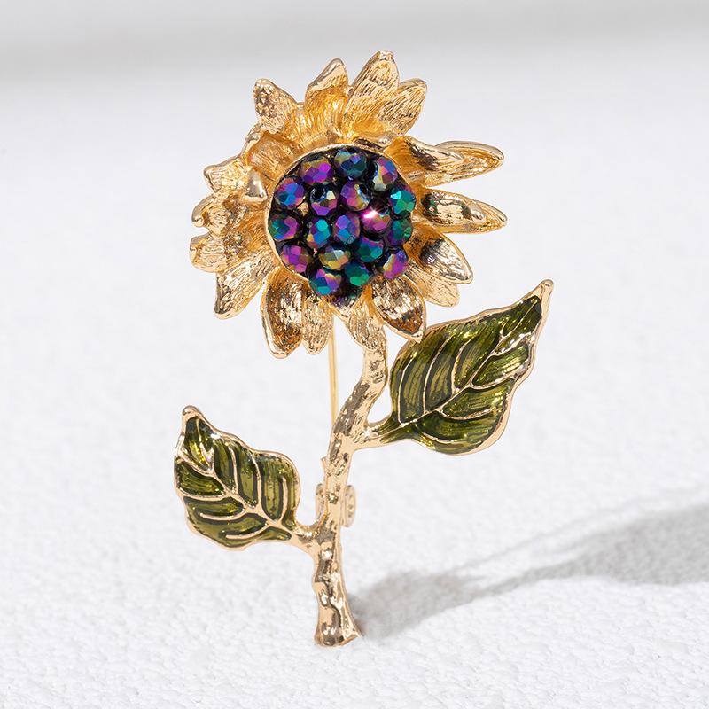Retro Literature And Art Van Gogh Enamel Crystal Sunflower Brooch Exquisite Accessories Pin Brooch Win The First Prize Gift In One Fell Swoop