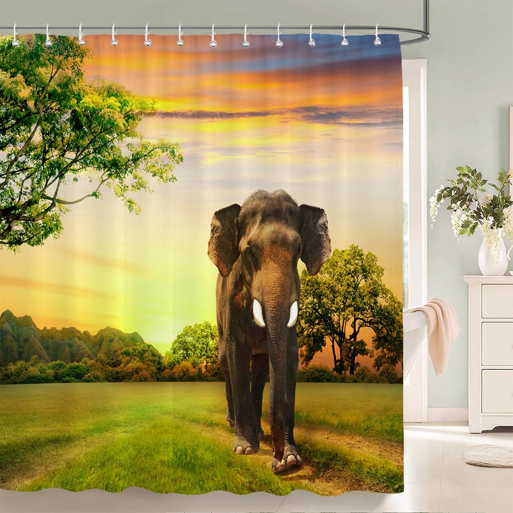 Zabawna zasłona prysznicowa 3d zasłony kąpielowe małpa orangutan nadruk ze zwierzętami wodoodporny poliester do wystroju łazienki duży 180x200cm