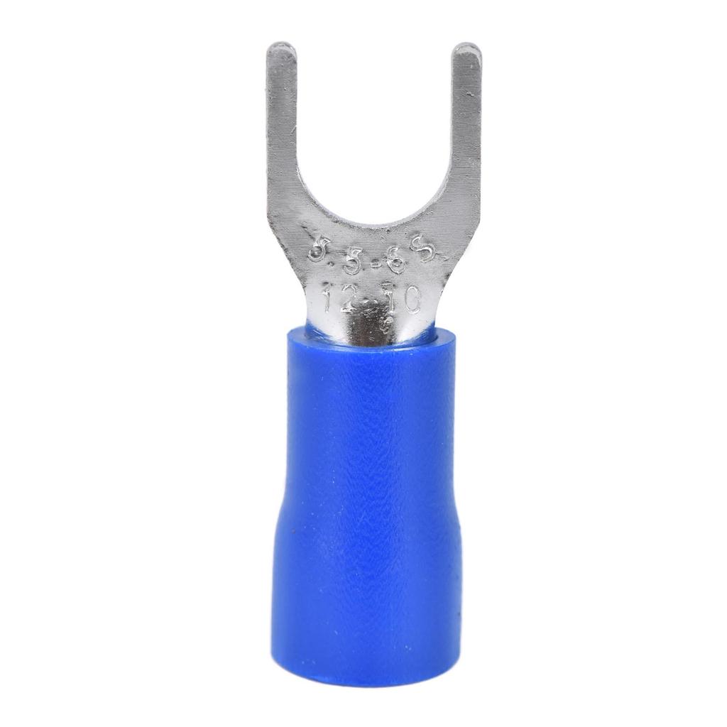 50pcs Fork Connectors Insulated Spade U-Type Wire Connector 12-10AWG Cable Crimp SV5.5-6 Blue with a Maximum Current of 48A for Power Control Systems