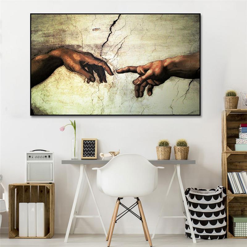 The Creation of Adam By Michelangelo Διάσημοι πίνακες σε καμβά στον τοίχο Αφίσες και εκτυπώσεις εικόνες Cuadros για το σαλόνι