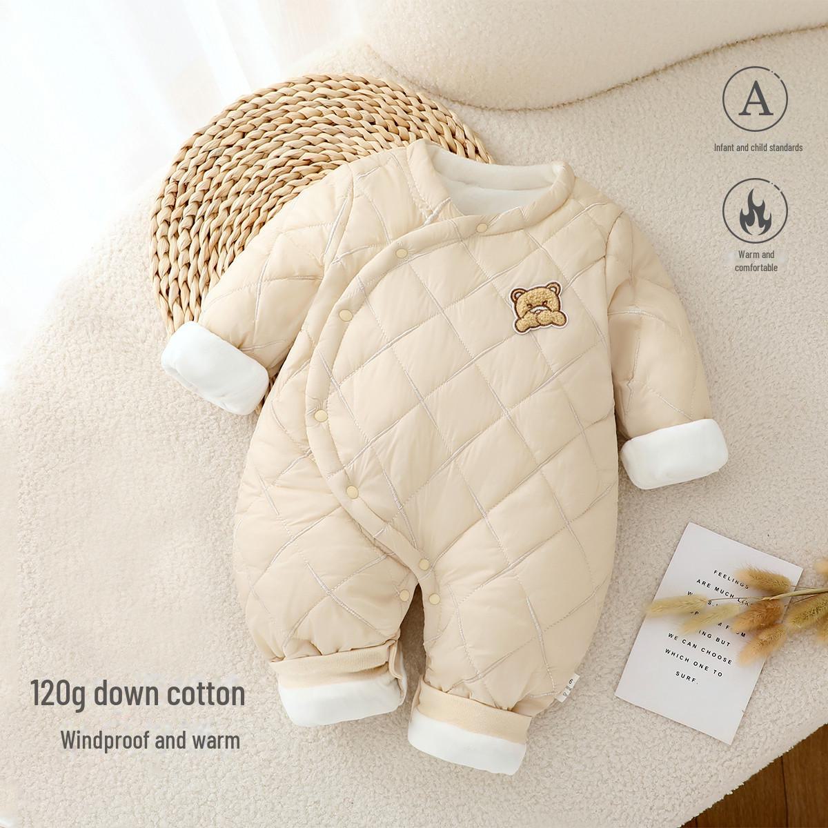 

Стеганый зимний комбинезон: Милый комбинезон для новорожденного - 120 г Одежда для прогулок 66cm бежевый