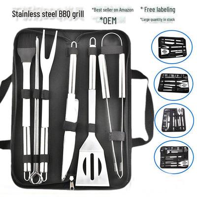 Nerezová grilovací sada s malou trubkovou rukojetí a látkovou taškou