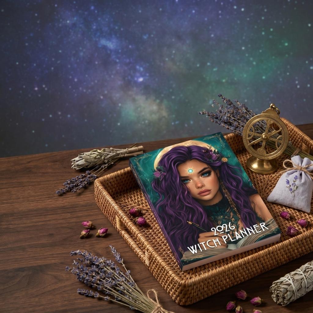 2026 Witch Planner Daily Organizer Monthly Calendar Lunar Phases Astrological Events Spiritual Guidance Journal for Personal Use
