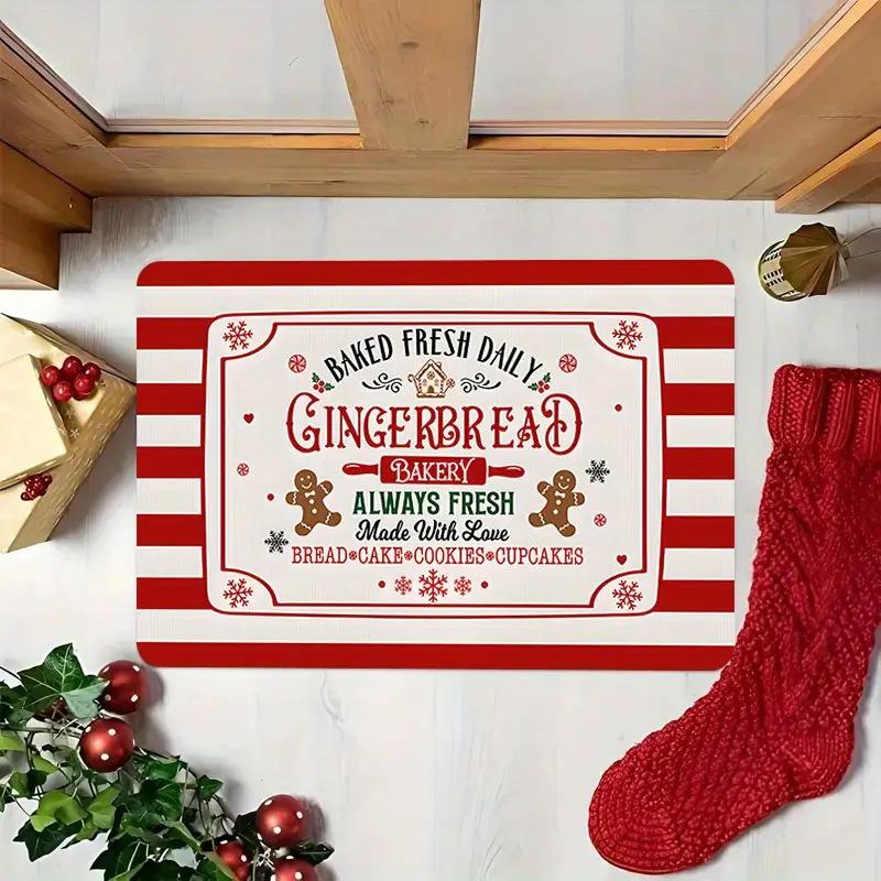 Christmas Crystal Velvet Floor MATS, Home Entrance Decoration, Semi-circular Floor MATS, Anti-slip Floor MATS for Toilets