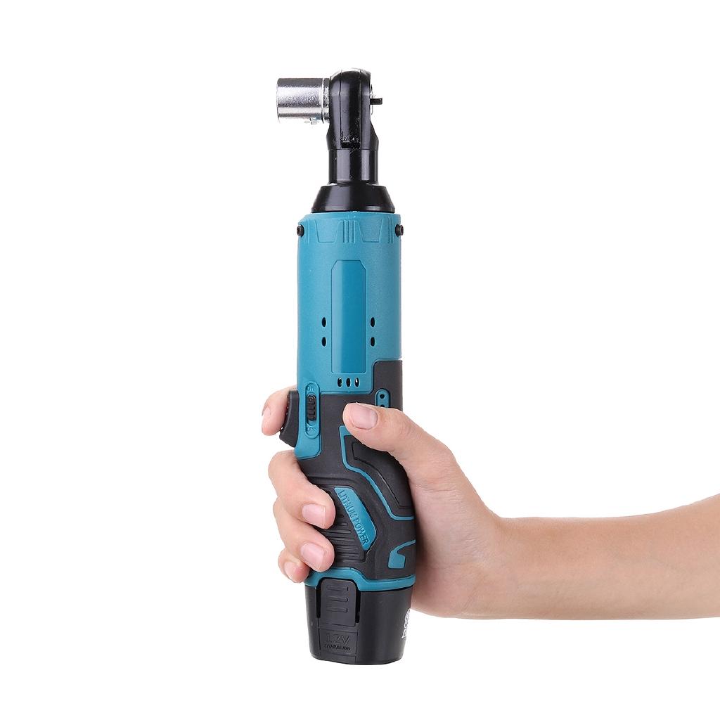 Rechargeable Electric Ratchet Wrench Electric Cordless Right Angle Wrench Kit 2 Lithium-Ion Battery For Car 18V 28V 42V
