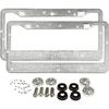 Car License Plate Frame for Women Men 2 Pcs Bling Rhinestone Licence Plate Holder Stainless Steel Covers with Screw Caps Crystal Glitter Tag