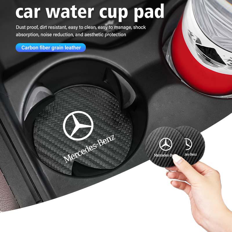 ZHM3 Carbon Fiber Car Coaster Water Cup Mat Drink Anti-slip Pad For Mercedes Benz W202 W212 W126 W140 W168 W177 CLS GLE GLC GLS CLA