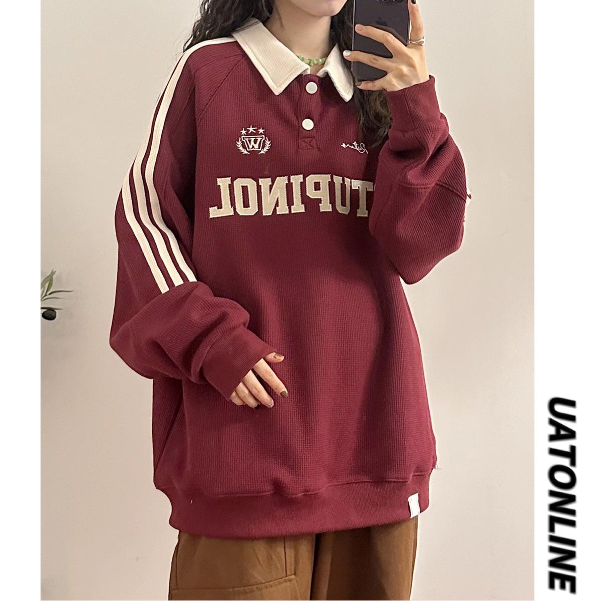 

2025 Loose American Retro Japanese Polo Collar Long Sleeve Sweatshirt 2XL [150-180jin]