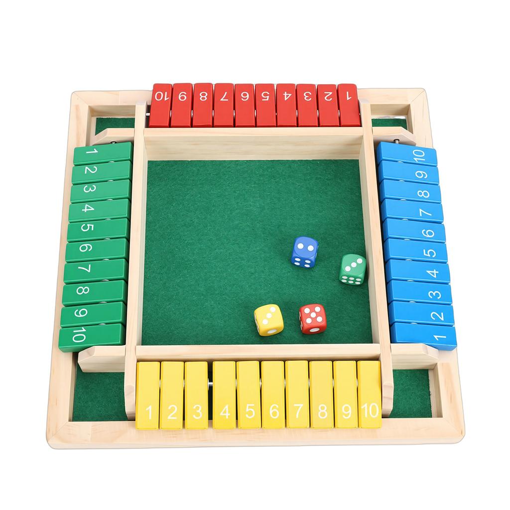 Shut The Box Spiel Holzbrett und 8 Würfel Tisch-Mathespiel für 2 4 Spieler Familie Reise Treffen