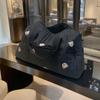 Portable Boston Embroidery Travel Bag - Large Capacity, Lightweight, Messenger Style