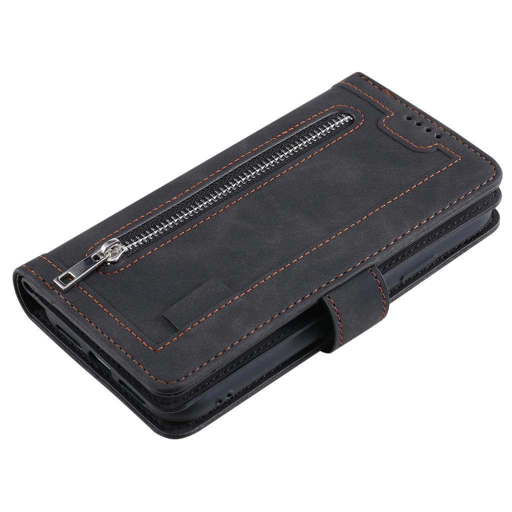 For Samsung Galaxy S24 FE Case Zipper Pocket PU Leather Phone Cover with 9 Card Slots