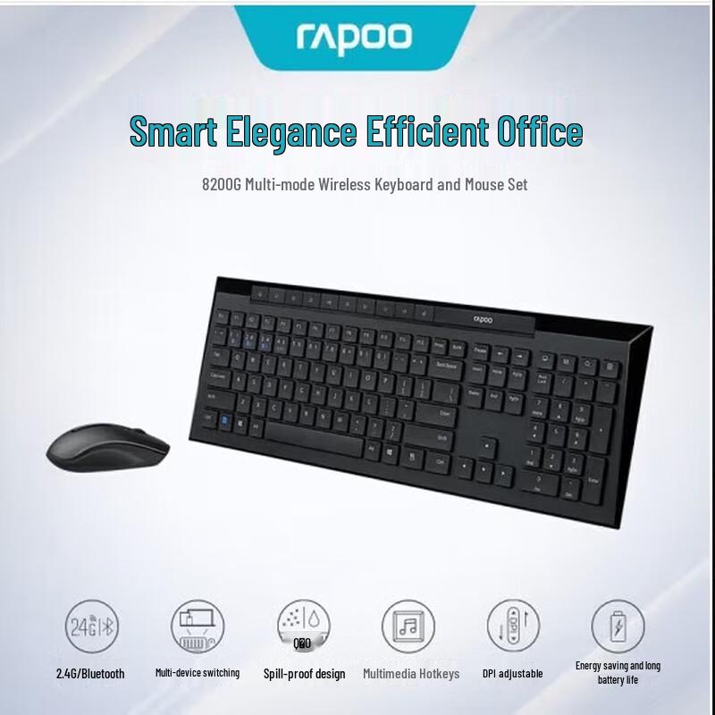 

Rapoo 8200G Multi-Mode Wireless Keyboard Mouse Combo