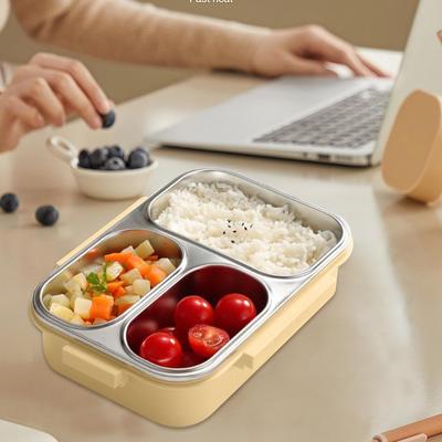 Kids Lunch Box Containers Stainless Steel Dinner Box Leak Proof 3-Compartment Lunch Case For Kids Airplane School Kindergarten