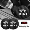 2 Stück Leder-Getränkeuntersetzer Geräuschdämpfend Wasserbecher-Pad Kissen für BMW Mini Works Cooper F54 F55 F56 F57 F60 R50 R52 R53 R55 R56 R57 R58