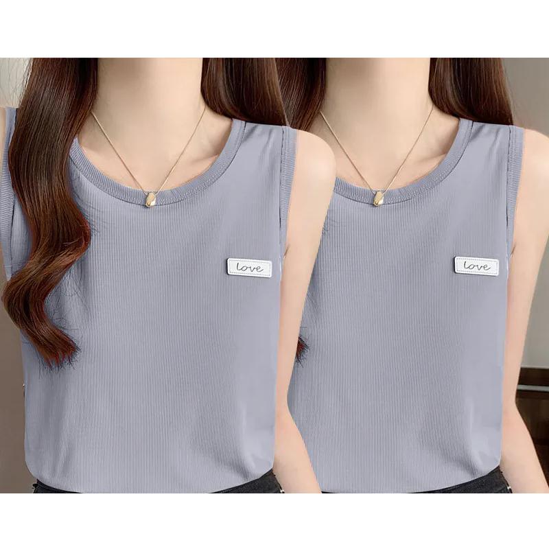 

WTEMPO 2 шт. женские весенне-летние топы без рукавов без рукавов большого размера однотонные повседневные универсальные жилеты с V-образным вырезом XXL серый