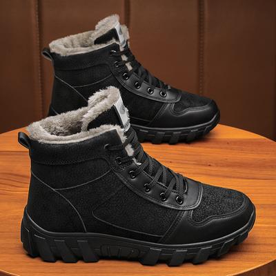 Mode Herrenstiefel Winter Neu High-Top Workwear Herren Stiefeletten Warm Kältefest Baumwollschuh Plüsch Plateau Verdickt Herren Schneestiefel