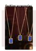 18K Goldplattierte Blaue Lapislazuli Quadratische Anhänger Halskette – Französischer Retro Layering Stil