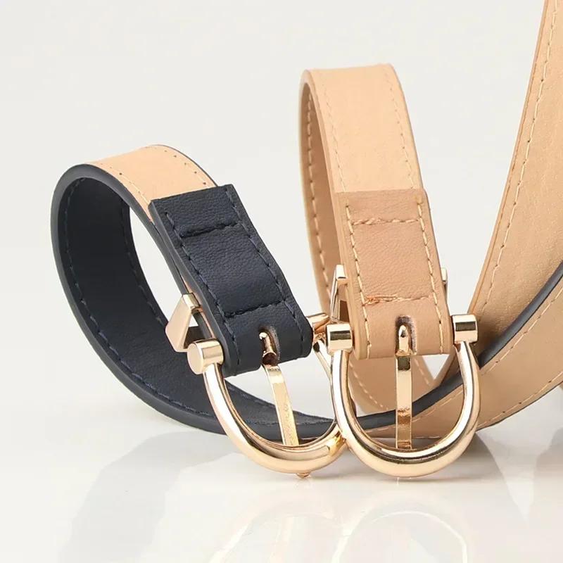 Fashionable Buckle Belt Women's Matching Dress Sweater Decoration Fashionable Versatile Retro  Accessories Korean Leather Belt