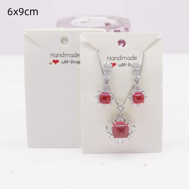 50pcs White/kraft Paper HANDMADE Series Multi Size Cards, Earrings, Necklaces, Jewelry Cards