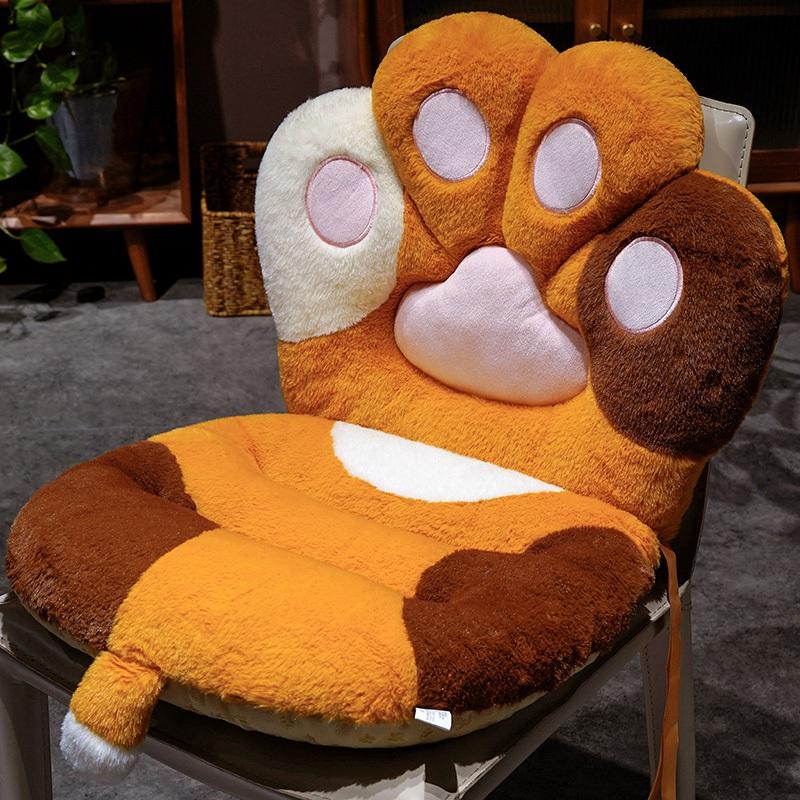 Подушки для спины в виде кошачьей лапы пушистые плюшевая подушка для сиденья офисного кресла коврик для дивана подушка для спины плюшевая наволочка подушки для сиденья 35x40cm 6290₽