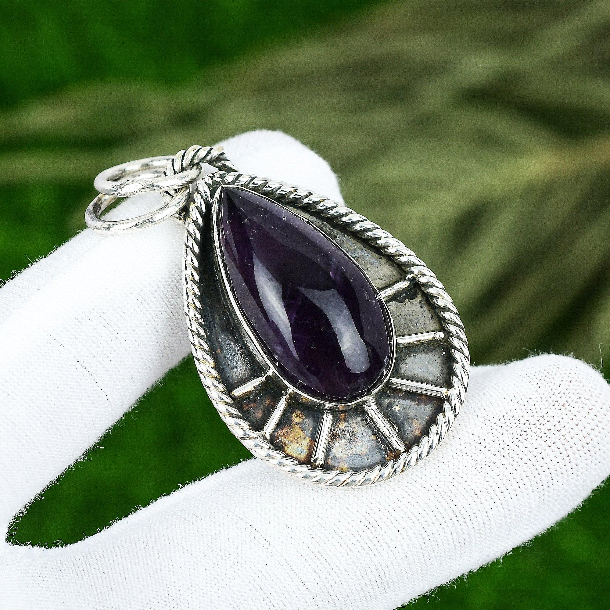 

Подарок для нее Ювелирная подвеска из стерлингового серебра 925 пробы с натуральным звездчатым аметистом