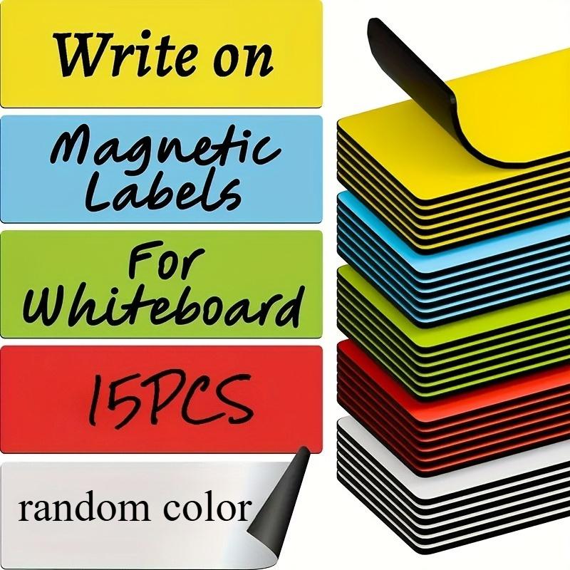 

15pcs Color Magnetic Labels, 1.2x3.2 Writable Whiteboard - Waterproof for Fridge, Office, Lockers & Shelves