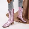 Fashion Women's Thick Heel Cotton Boots Winter New Point Side Zipper Embroidery Anti-slip and Wear-resistant High Boots