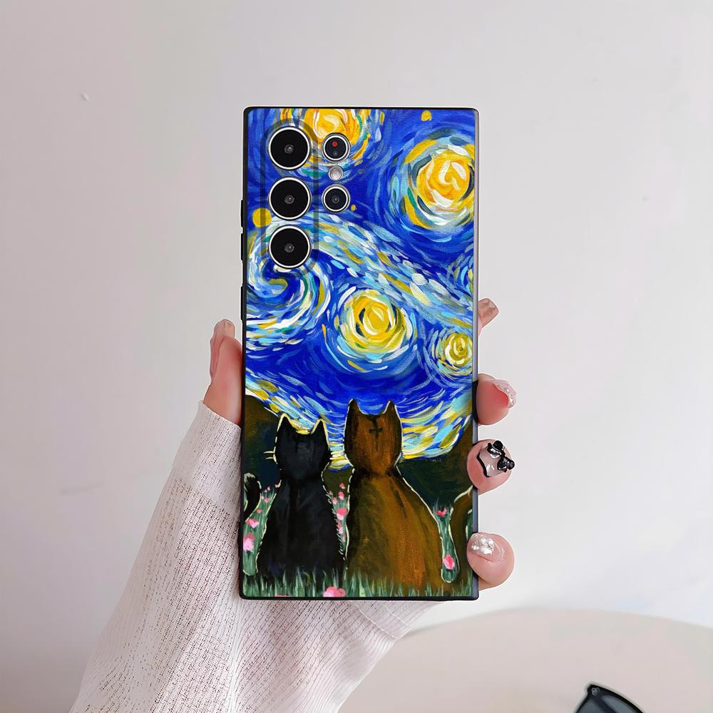 Van ART G-Gogh Funny Cat Phone Case for Samsung S series s21 s22 s23 s24 s25 FE Plus Ultra TPU Soft to Skin-friendly case