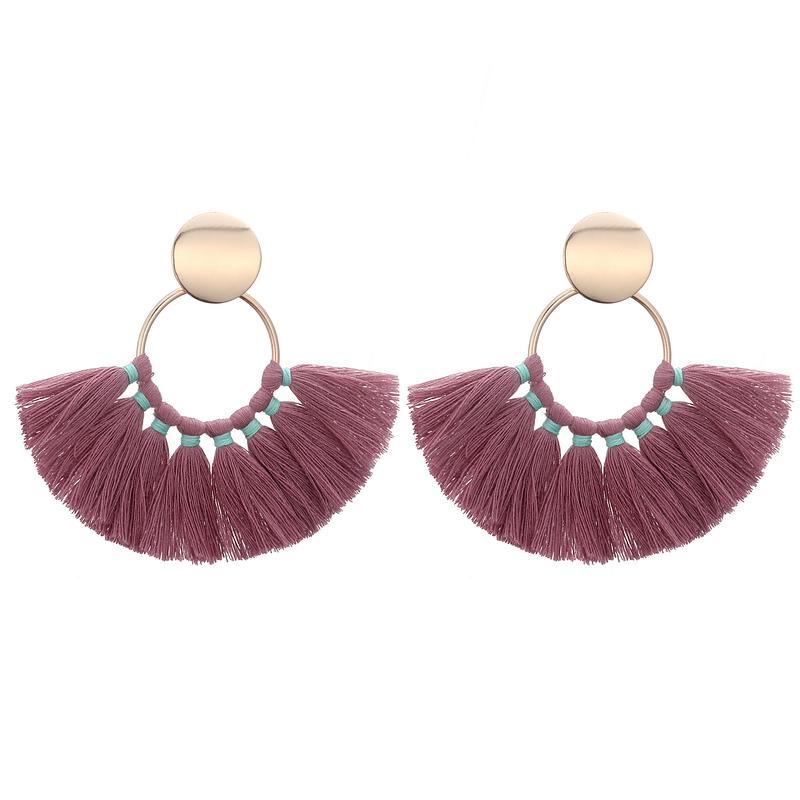 Fashion Gold Color Metal Tassel Earrings For Women Vintage Big Statement Bohemian Earrings Rope Cotton Fringe Drop Zircon Gift