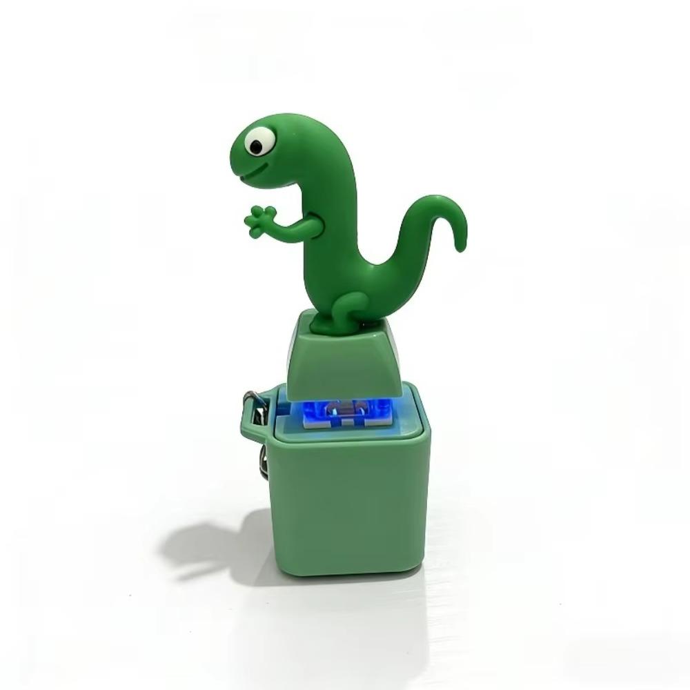 Яркая Подсветка Ящерица Кнопка Брелок Со Светодиодами Звуки Ящерицы Подвеска Детская Игрушка зелёный