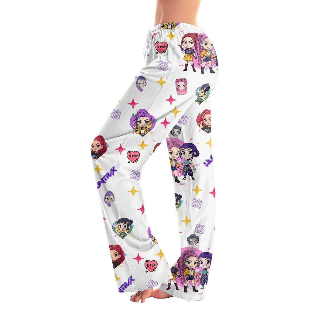 Womens Pajama Pants Sleepwear Casual Drawstring Elastic Waist Pants Comfy Straight Yoga Loose Trousers