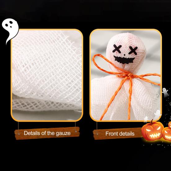 12 Pcs Halloween Ghost Lollipop Wrappers White Cloth Ghost Candy Wrappers for Homemade Candy DIY Trick or Treat Party Decoration