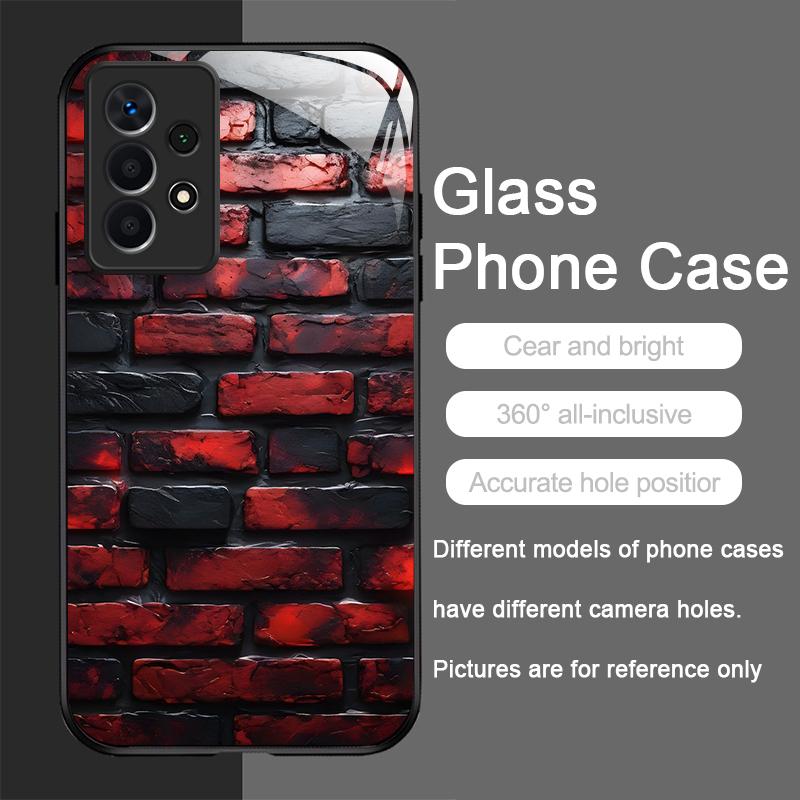 

Creative Colorful Brick Texture Printed Tempered Glass Phone Case for Samsung Galaxy A56 A55 A54 A53 A52 A51 A36 A15 A14 Covers Galaxy A05