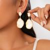 Plate Smudged Irregular Oval Silver Needle Earrings Vacation Style Geometric Fashion Sense Earrings