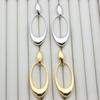 European & American Fashion Oval Gold-Plated Dangle Earrings - High Polished Trendy Design