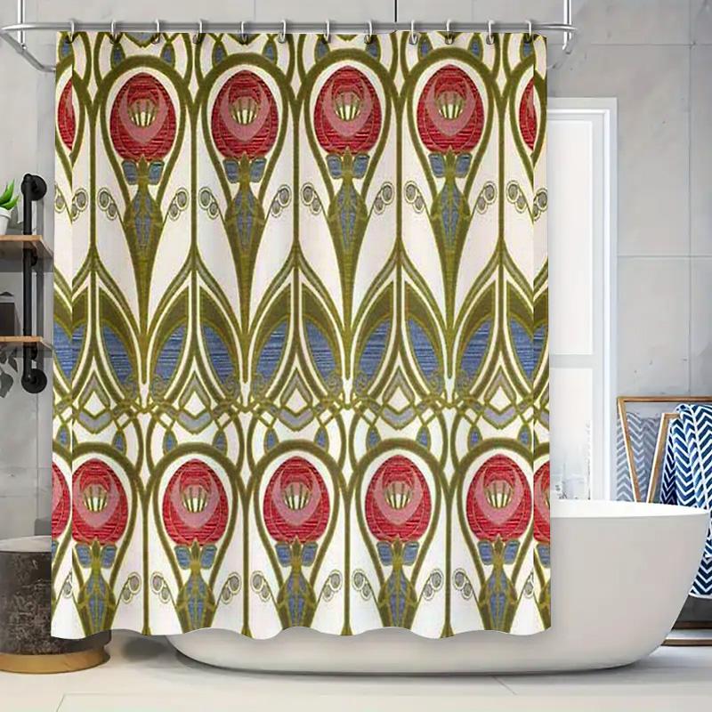 

Floral Shower Curtain Botanical Print Nature Theme Bathroom Decor Vintage Style Waterproof Fabric Backdrop Home Textile Artistic W60H190(CM)-1 Pcs