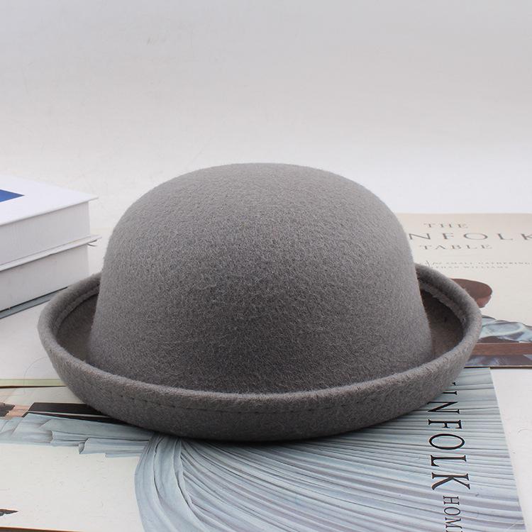 Meier Autumn and winter Korean version trend imitation wool styling small round hat, British retro top hat, round hat for men and women