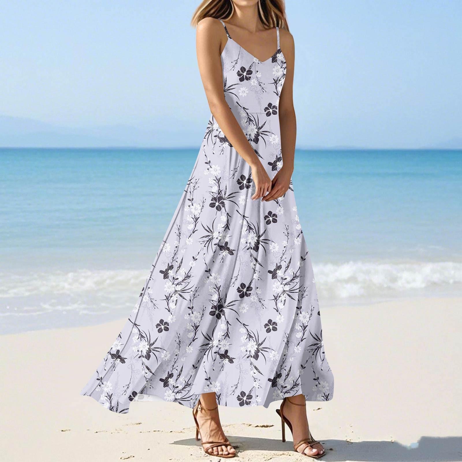

Жіночі літні повсякденні модні сукні з принтом, сукні без рукавів з V-подібним вирізом L фіолетовий