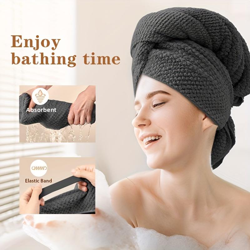 New Microfiber Hair Towel Extra Wrap Quick Dry Hair Towel Wrap With Elastic Band , Ultra Absorbent Soft Hair Towel Wrap Turban