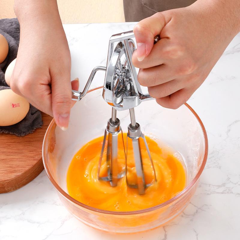 .1pc Hand Crank Mixer Manual Stainless Steel Egg Whisk Multifunctional Dishwasher Safe Egg Beater Portable Egg Mixer For Baking