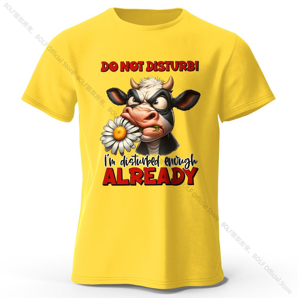 Cartoon Cow Print 100% Cotton T-Shirt, Soft & Breathable Round Neck Short Sleeve Tee, Unisex Fun & Whimsical Style
