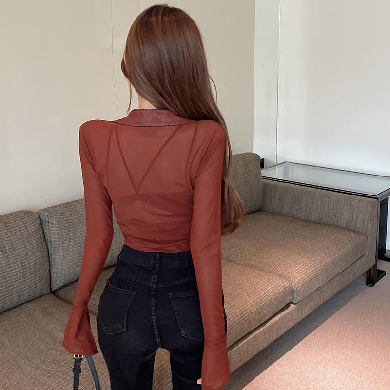 Women's Sunscreen Shirt Women's Shirt Short Style Design Sense Mesh