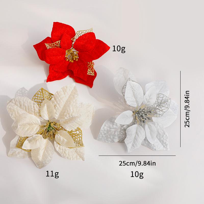 

Элегантные бархатные рождественские цветы с блестками, красная пуансеттия, рождественский декор для свадьбы, украшение для дома и вечеринки Eternal Flower