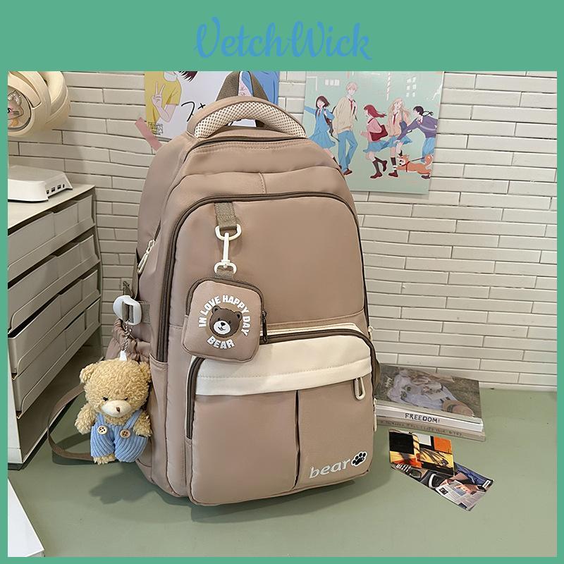 Casual Large Capacity Backpack With Color Block Splicing And Embroidered Stitching For Students