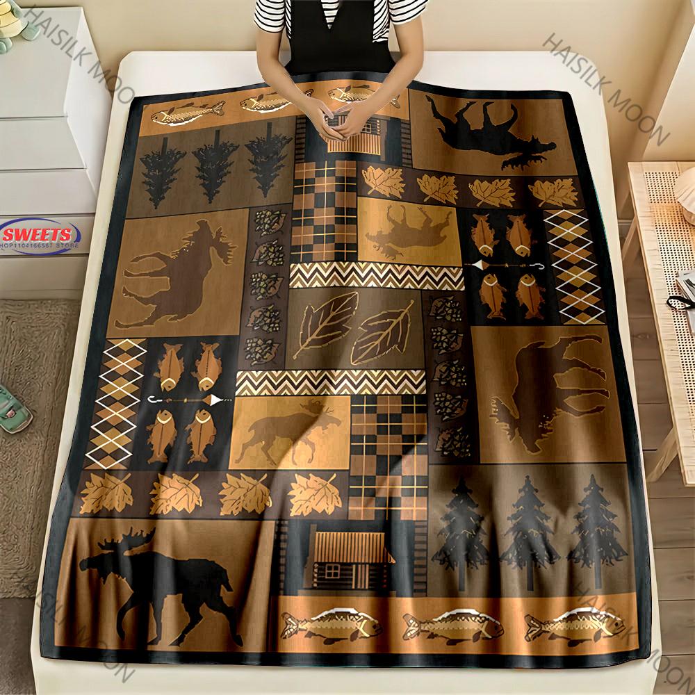American Country Animal Print Blanket Warm Soft and Comfortable Home Travel Blanket Sofa Bedding Cover Blankets Gift for Friends
