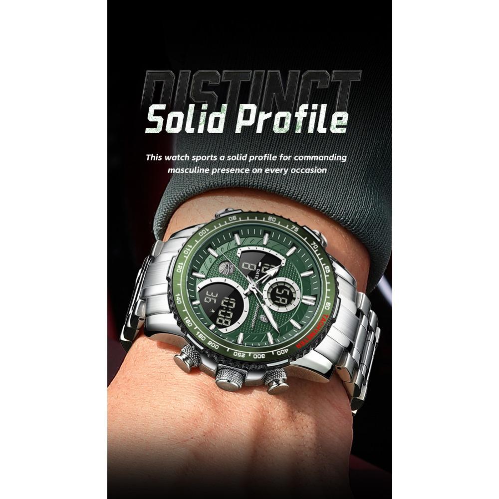 POEDAGAR Top LED Man Clock Waterproof Electronic Luxury Men's Watches Dual Time Display Digital Stainless Steel Quartz Watch