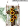 2D Flat - Decorative Metal Sign for Wall Art, Durable Aluminum Material 8*12 Inch Featuring Vintage Sunflowers and A Wooden Cross. Ideal As A Holiday