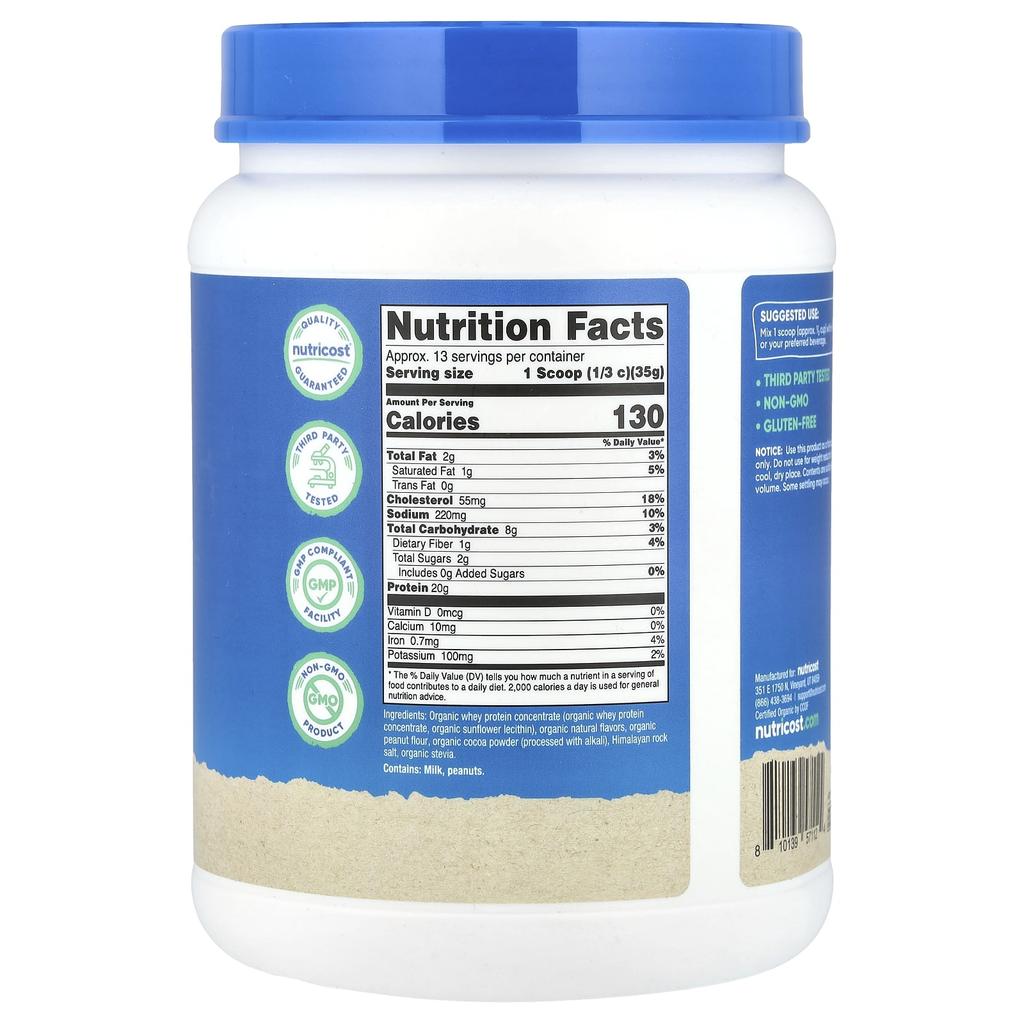 Organic Whey Protein, Chocolate Pb, 454G (1Lb)